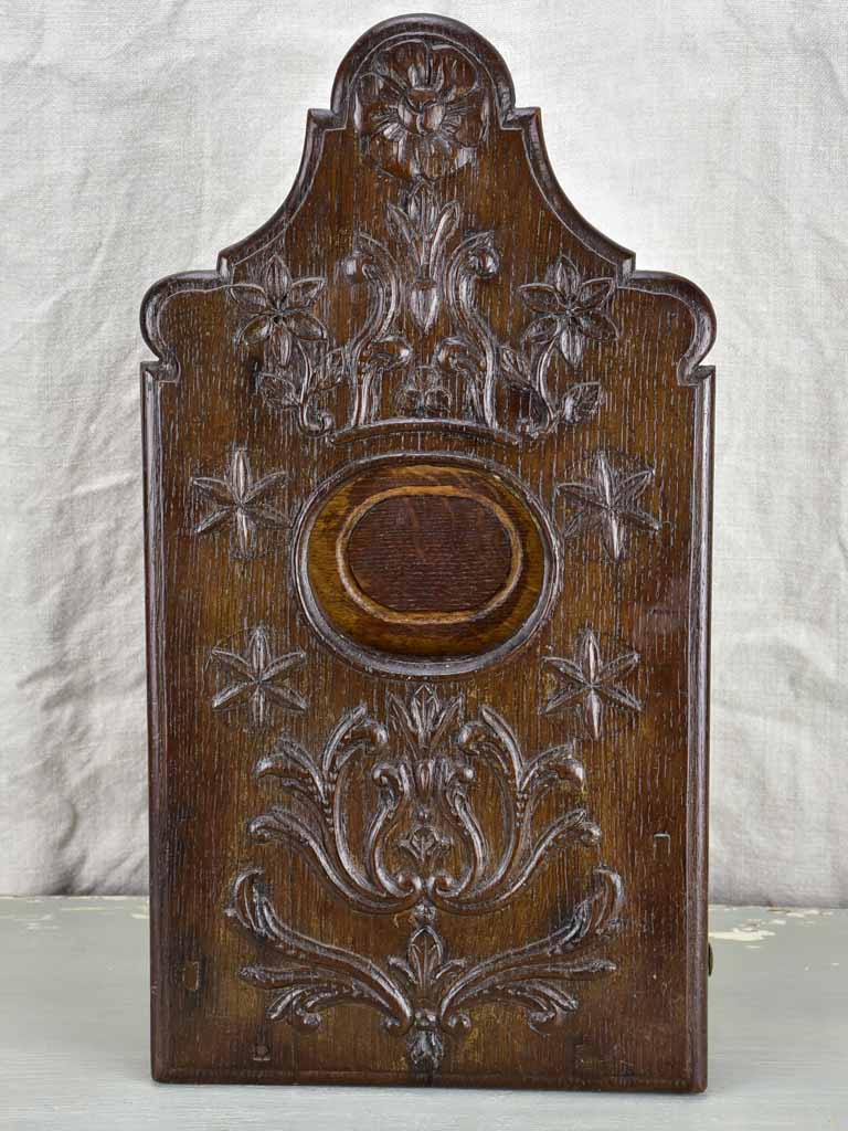Antique French provincial salt storage box - wall mounted