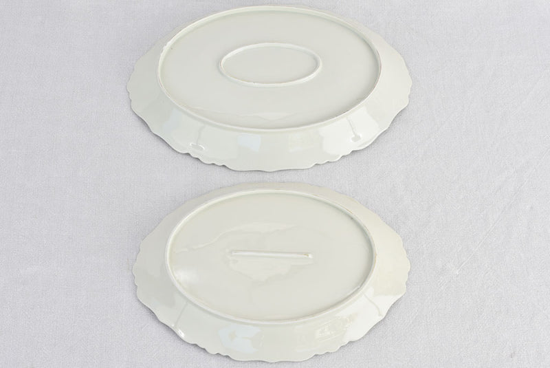 Two serving platters, rippled edge, porcelain