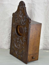 Antique French provincial salt storage box - wall mounted