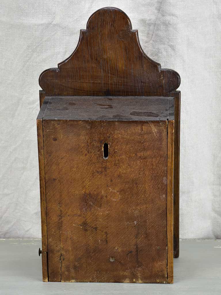 Antique French provincial salt storage box - wall mounted
