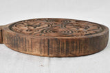 Vintage wooden butter mold, cheese reverse