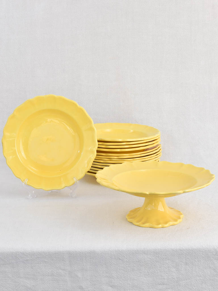 Vintage French dinnerware with yellow glaze