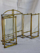 Rare Art Nouveau folding six photo frame - brass and glass
