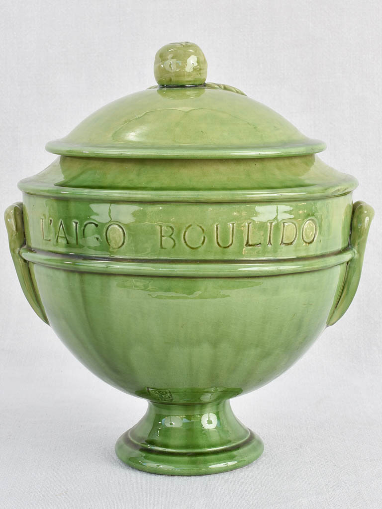 Rare Provençal tureen from Biot with green glaze