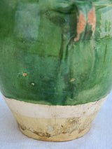 Early 20th century French confit pot with green glaze 8¼"