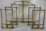 Rare Art Nouveau folding six photo frame - brass and glass