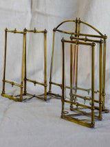 Rare Art Nouveau folding six photo frame - brass and glass