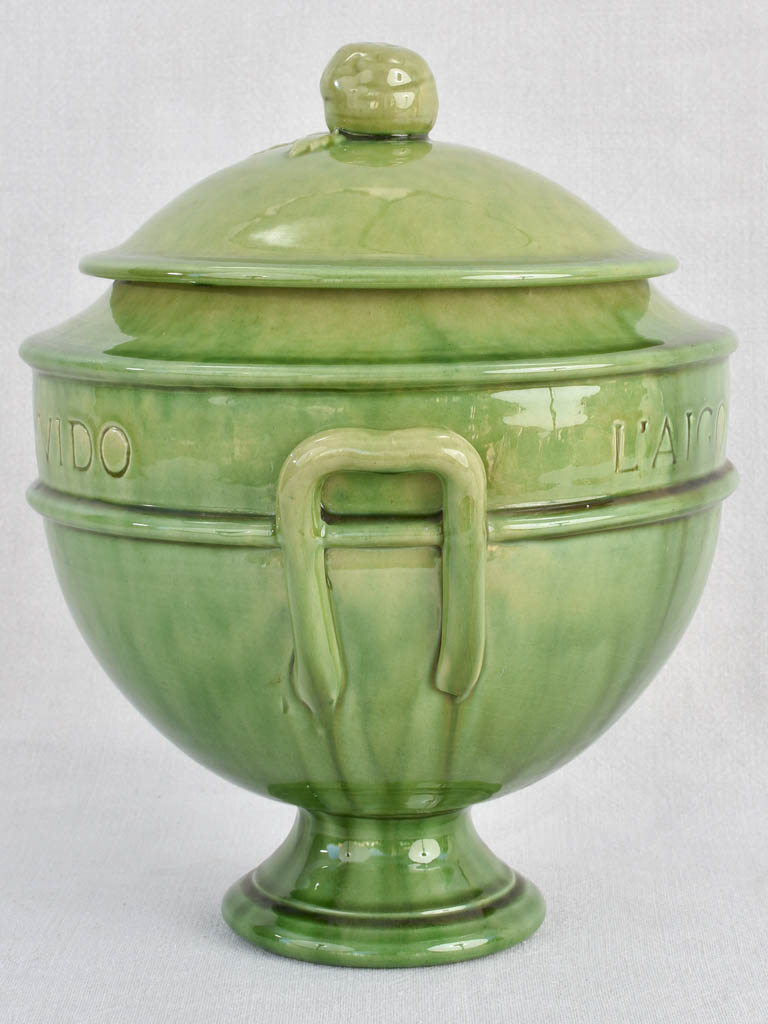 Rare Provençal tureen from Biot with green glaze