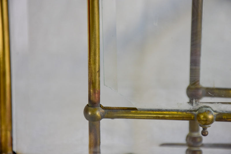 Rare Art Nouveau folding six photo frame - brass and glass