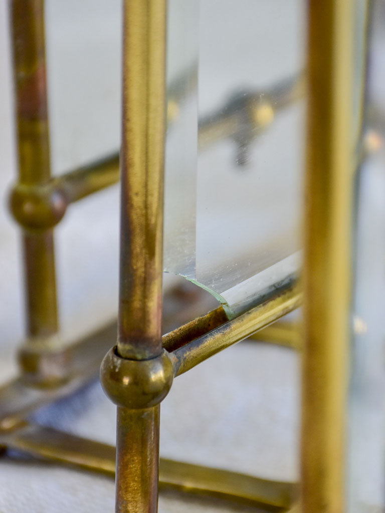 Rare Art Nouveau folding six photo frame - brass and glass