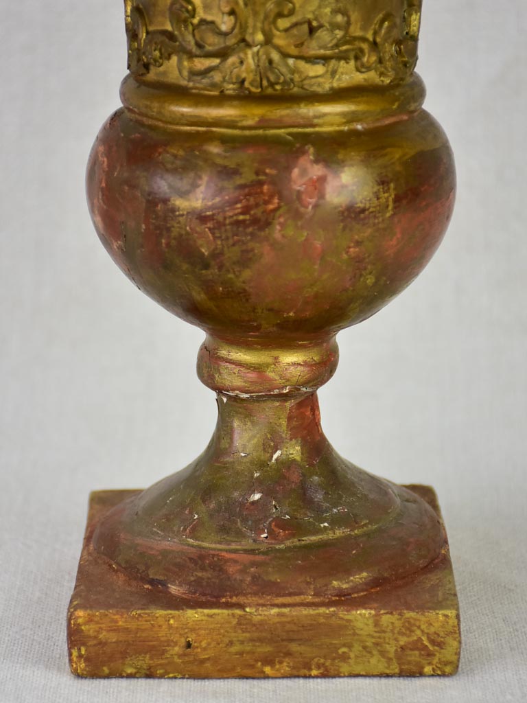 Salvaged Gilt Urn with Lace Decorations