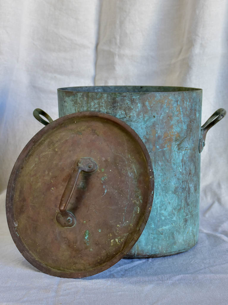 19th Century French copper cooking pot with lid 12¼"