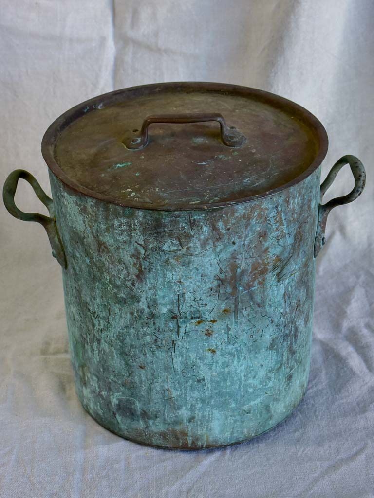 19th Century French copper cooking pot with lid 12¼"