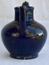 Very rare 19th century French water pitcher cruche orjol with blue glaze 9½"