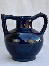 Very rare 19th century French water pitcher cruche orjol with blue glaze 9½"