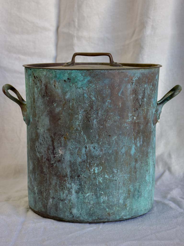 19th Century French copper cooking pot with lid 12¼"