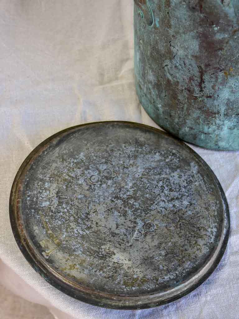 19th Century French copper cooking pot with lid 12¼"