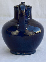Very rare 19th century French water pitcher cruche orjol with blue glaze 9½"