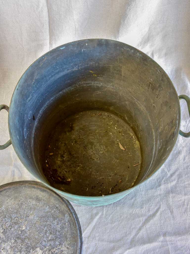19th Century French copper cooking pot with lid 12¼"