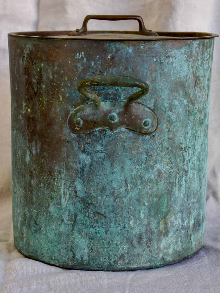 19th Century French copper cooking pot with lid 12¼"