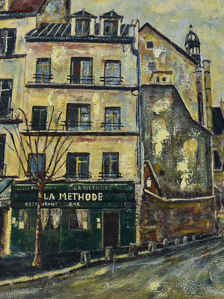 Vintage painting of Paris, near the Sorbonne 22½" x 16½"