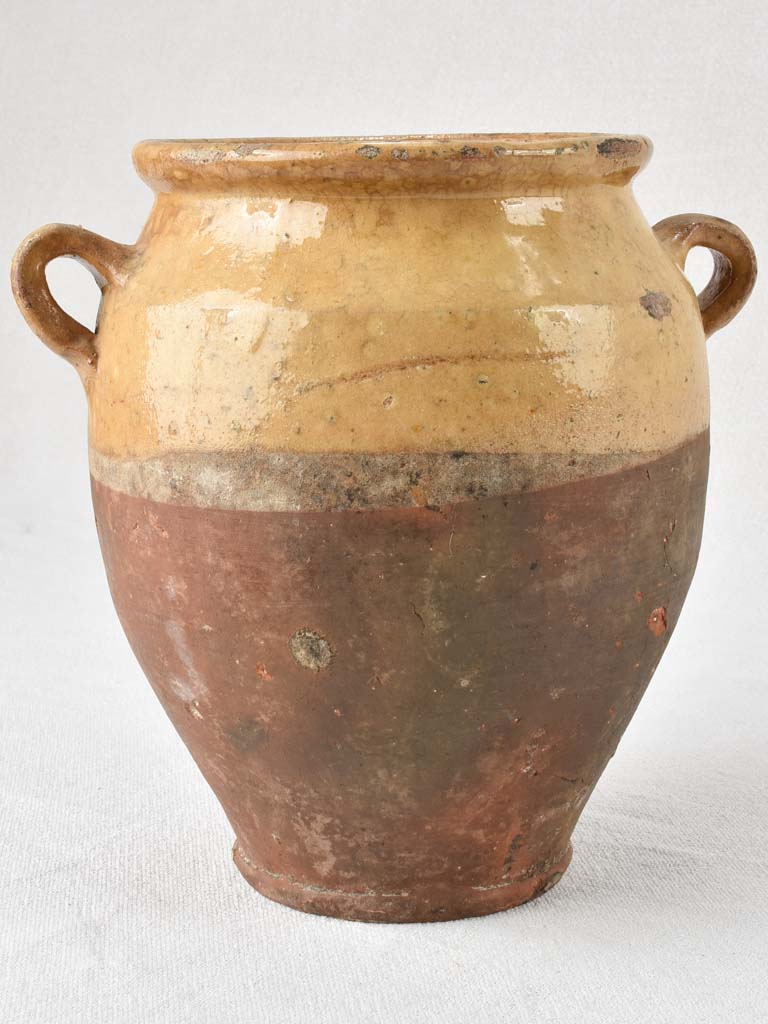 Vintage glazed confit pot from France