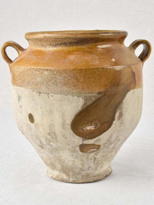 Antique French confit pot - yellow 9¾"