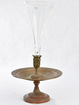 Vintage bronze-based crystal solifleur vase