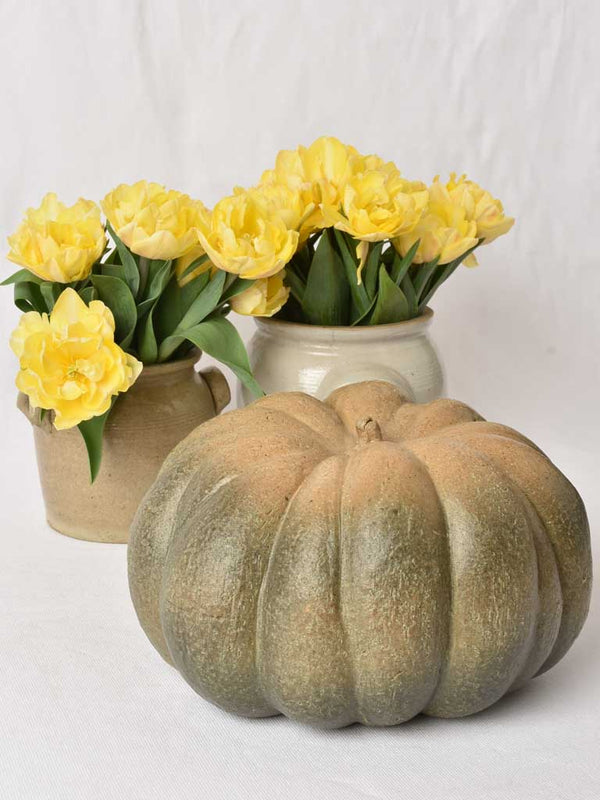 Vintage sandstone sculpture of a large pumpkin 15¼"