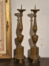 Pair of carved antique Italian candlesticks