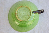 Tea service from Dieulefit with green glaze 8 cups 6 saucers teapot milk jug & sugar bowl