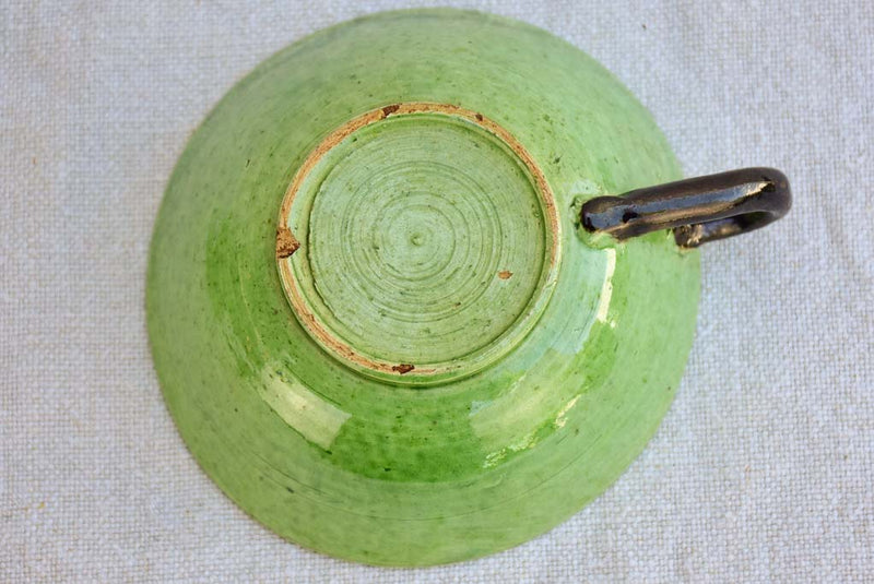 Tea service from Dieulefit with green glaze 8 cups 6 saucers teapot milk jug & sugar bowl