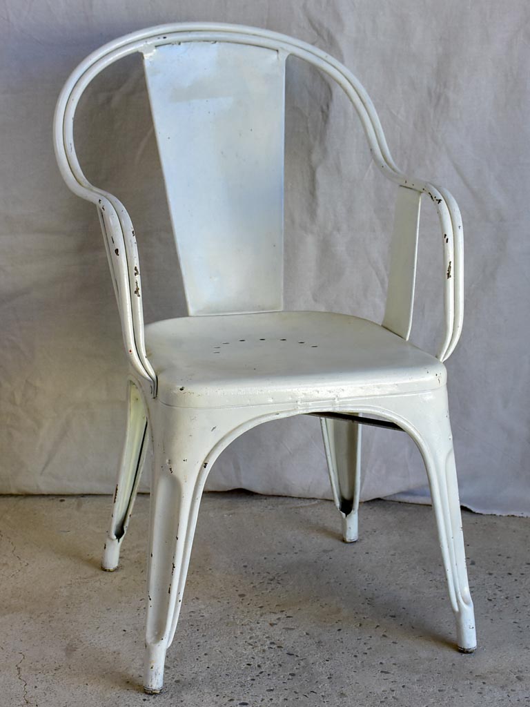 Pair of white Tolix armchairs - 1950's