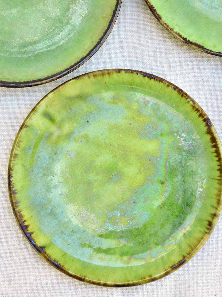 Tea service from Dieulefit with green glaze 8 cups 6 saucers teapot milk jug & sugar bowl