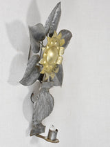 Pair of 1960s sunflower wall sconces 15¾"