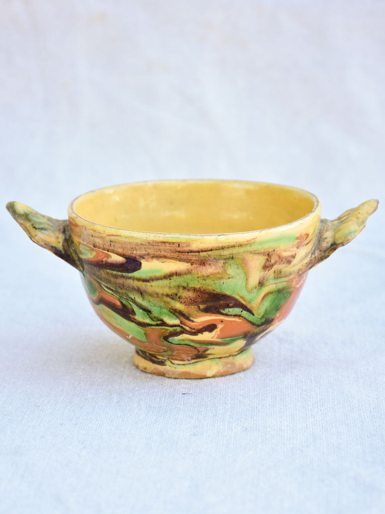 19th century French soup bowl from Savoy with marbleized glaze 4¼"