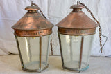 Large pair of French copper lanterns from the early 20th Century 26"