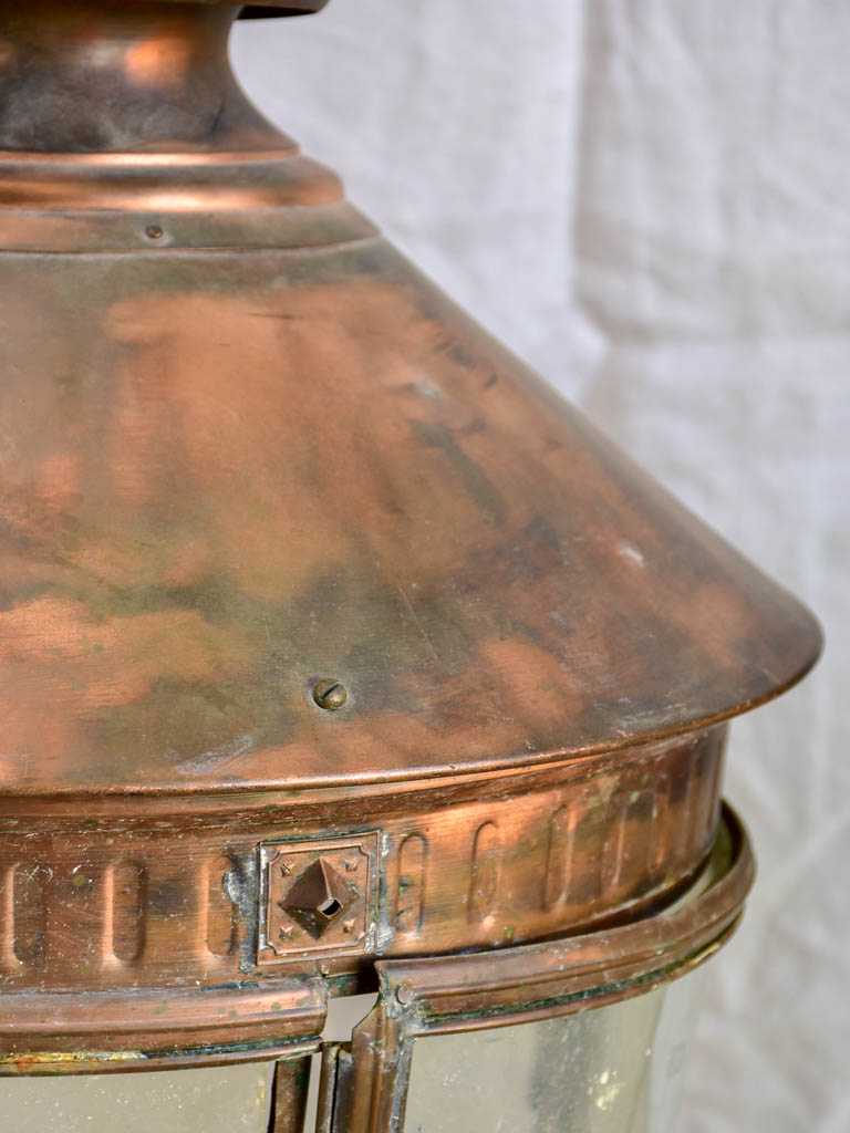 Large pair of French copper lanterns from the early 20th Century 26"