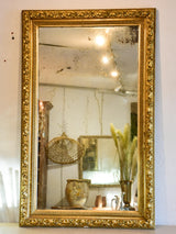 Large 19th century Louis Philippe gilded mirror with sculptural oak leaf frame