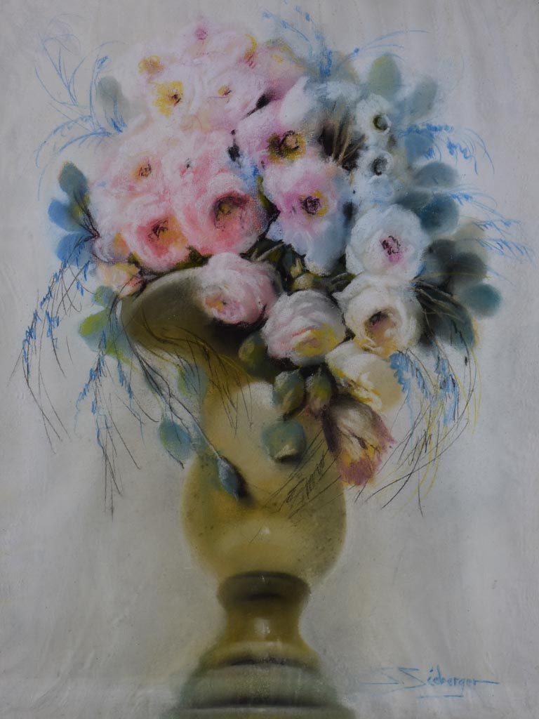 19th Century Pastel Floral Artwork