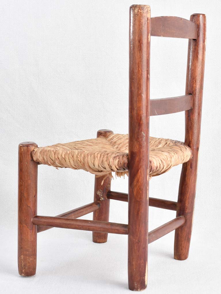 Retro Kids Chair with Raffia Weaving