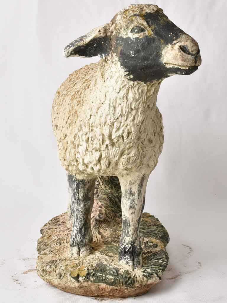 Vintage cement lamb garden companion