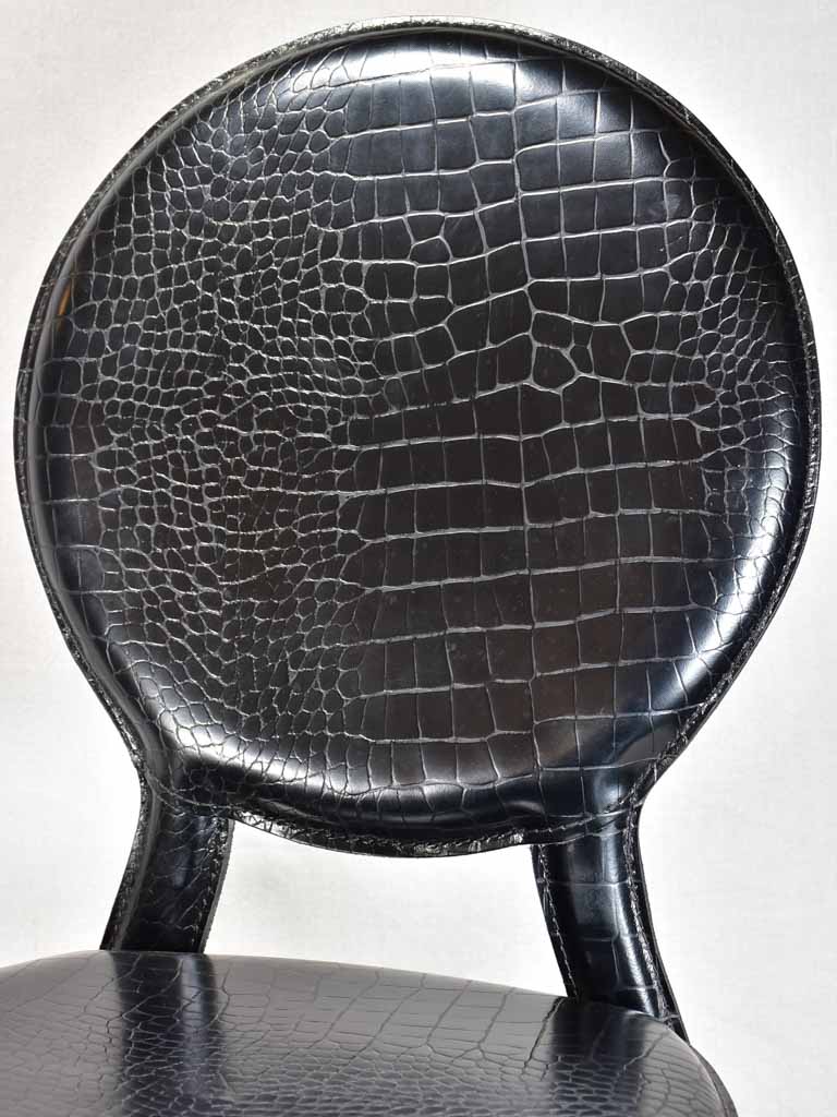 Vintage black leather chairs with crocodile pattern