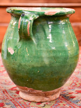 19th century French confit pot with green glaze