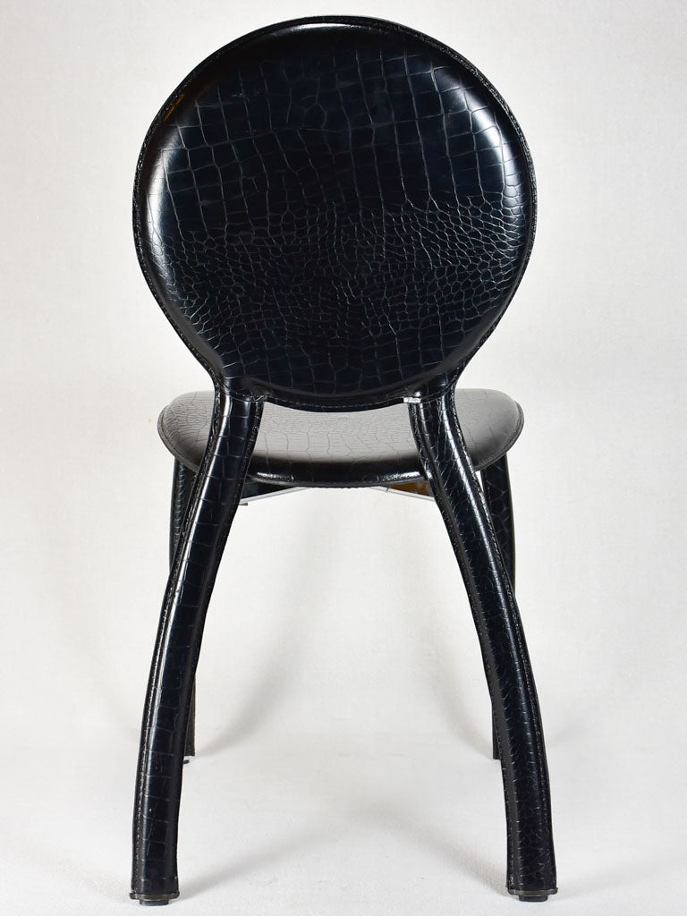 Vintage black leather chairs with crocodile pattern