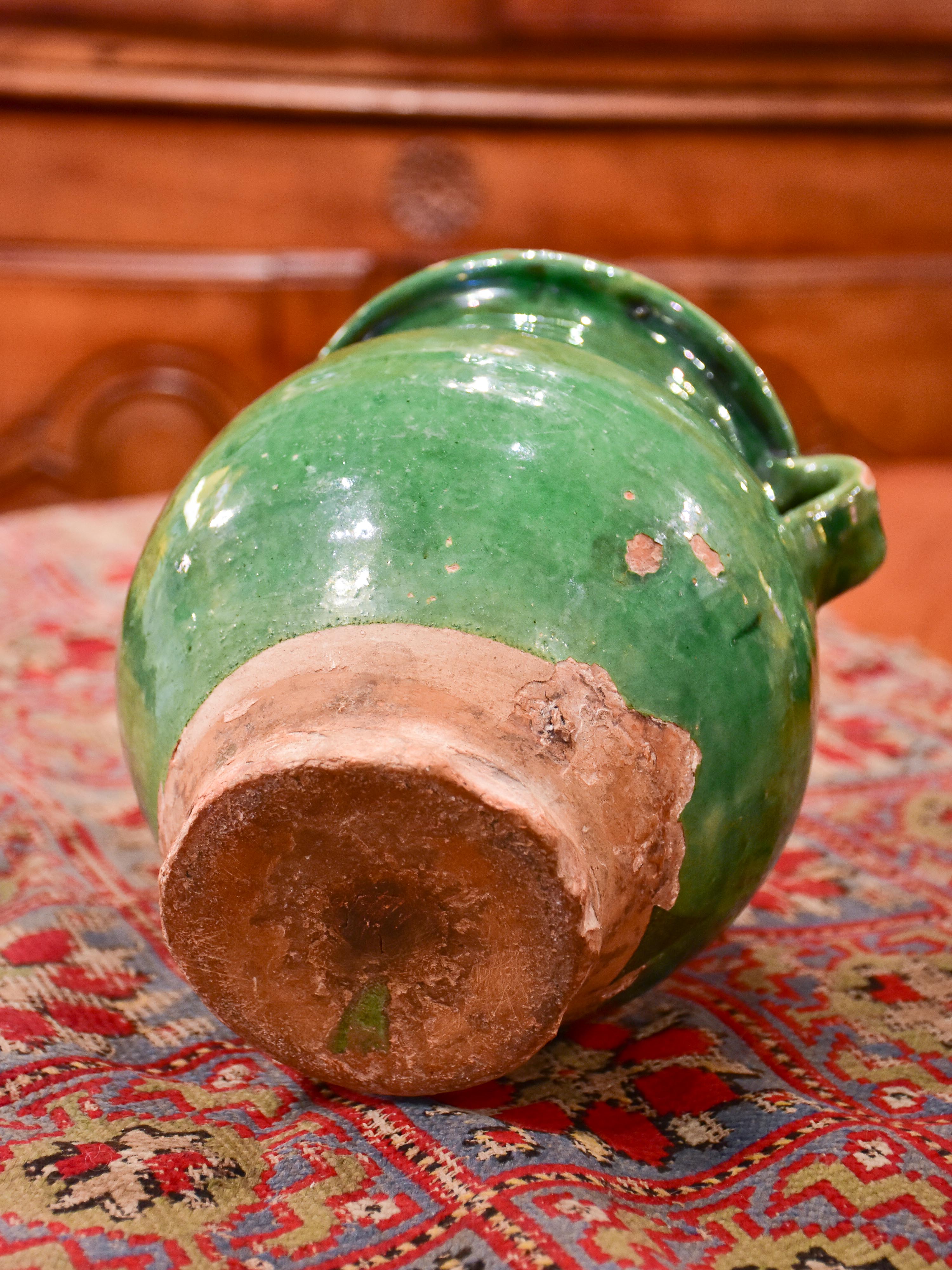 19th century French confit pot with green glaze