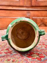 Antique French confit pot with green glaze