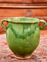 Antique French confit pot with emerald green glaze