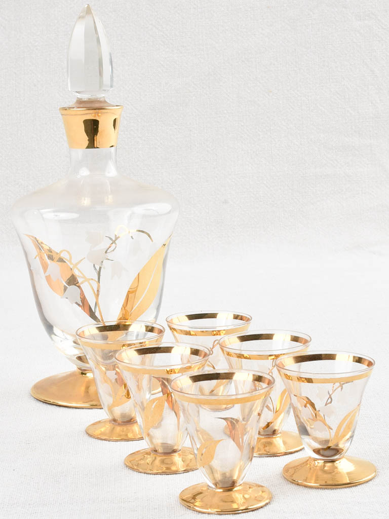 Vintage liqueur service - 6 glasses 1 carafe