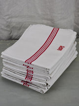 Set of 8 vintage French linen tea-towels